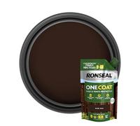 Ronseal One Coat Shed & Fence Pouch Dark Oak 950ml - Mix with Water to Make 5 Litres of Paint for Effortless Coverage and Long-Lasting Protection