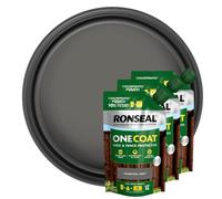 Ronseal One Coat Shed & Fence Protector 950ml Charcoal Grey 3 Pack Makes 15L with Mixing Tub