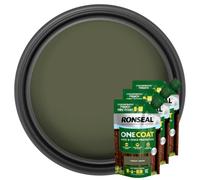 Ronseal One Coat Shed & Fence Protector 950ml Forest Green 3 Pack Makes 15L with Mixing Tub