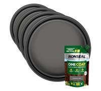 Ronseal One Coat Shed & Fence Refill Pouch Charcoal Grey 950ml Concerntrate - Mix with Water to Make 5 Litres of Paint for Effortless Coverage and Long-Lasting Protection (Pack of 4)
