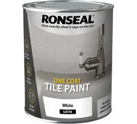 Ronseal One Coat Tile Satin Paint Kitchen Bathroom Interior 750ml - White