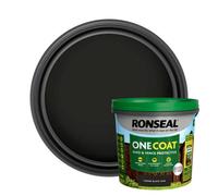 Ronseal One Coat Tudor Black Oak Matt Exterior Shed & Fence Protector Wood Paint, 5L Tub