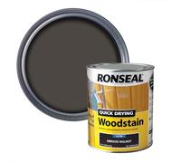 Ronseal QDWSSW750 750 ml Satin Finish Quick Dry Woodstain - Smoked Walnut | Fast-curing protective coating enhances moisture resistance and durability across prepared timber substrates.