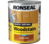 Ronseal QDWSNO750 750 ml Satin Finish Quick Dry Woodstain - Natural Oak