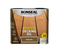 Ronseal Quick Drying decking Oil in Natural Oak Shade, 2.5 Litre tin, Suitable for Nourishing and Protecting Exterior Wooden decking While Enhancing the Natural Wood Appearance.