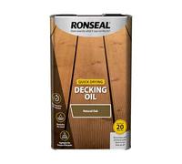 Ronseal Quick Drying decking Oil in Natural Oak Shade, 5 Litre tin, Suitable for Nourishing and Protecting Exterior Wooden decking While Enhancing the Natural Wood Appearance.