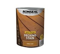 Ronseal Quick Drying Decking Stain - Golden Cedar, 5L, Recoat in 15 Minutes, Slip Resistant Finish, No Flaking or Peeling, Easy Reapply for Exterior Decking, DIY and Garden Use
