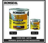 Ronseal 08735 Quick Drying Woodstain Satin Dark Oak 750Ml