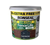 Ronseal RSLFLBON4LAV One Coat Fence Life Tudor Black Oak New 5 Litres