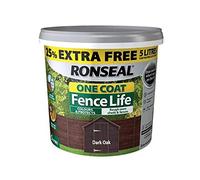 Ronseal RSLFLDON4LAV One Coat Fence Life Dark Oak New 4 Litre +25%