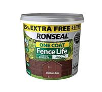 Ronseal RSLFLMON4LAV One Coat Fence Life Medium Oak New 4 Litre +25%