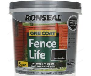 Ronseal RSLOCFLTBO5L One Coat Fence Life Tudor, Black, 5 Litre