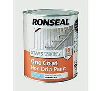 Ronseal RSLOCSWSP750 Stays Non Drip One Coat Paint, White, 750 ml