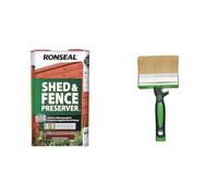 Ronseal RSLSFAB5L 5 Litre Shed and Fence Preserver - Autumn Brown & Fit for The Job 4 inch Large Capacity Shed and Fence Block Brush for Rapid Painting