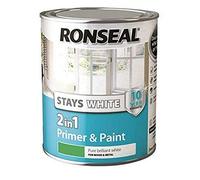 RONSEAL RSLSW21GP750 Stay 2-in-1 Gloss Paint, White, 750 ml | 2-in-1 gloss paint for interior wood and metal. Stay white formulation with durable gloss finish. 750ml.