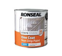 Ronseal Stays White One Coat Non Drip Paint 2.5L, Satin