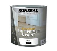 Ronseal RSLSW21MP25L Stay 2-in-1 Matt Paint, White, 2.5 Litre