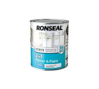Ronseal Stays White 2 IN 1 Primer and Paint Satin 750ml | 2-in-1 satin paint for interior wood and metal. Stay white formulation with a smooth, durable finish. 750ml.
