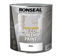 Ronseal Stays White One Coat Non Drip Paint 750ml, Satin