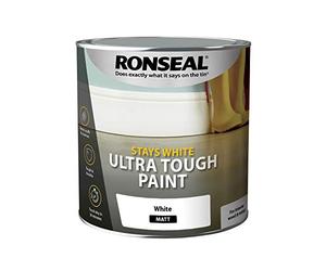 Ronseal | Stays White Ultra Tough Matt Paint | 2.5L RSLSWUTMP25L | Ultra tough matt paint for interior wood and metal. Stays white for longer with a durable, long-lasting finish. | 2.5L.