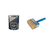 RONSEAL ULTIMATE DECKING PAINT SLATE 5L & Silverline 394974 Block Brush 115 mm / 4-1/2"