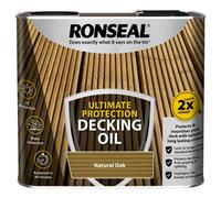 Ronseal Ultimate Protection Decking Oil Natural Oak 2.5L - Twice Lasting Weatherproof & Anti-Grey Uv Protection