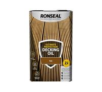 Ronseal Ultimate Protection Decking Oil Teak 5L | Nourishes and protects decking. Water repellent, UV resistant and helps prevent splitting.