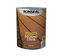Ronseal Ultimate Protection Decking Stain Rich Teak 5L | Ronseal | Ultimate Protection Decking Stain | Rich Teak colour | 5L container | Semi-gloss finish | Suitable for exterior