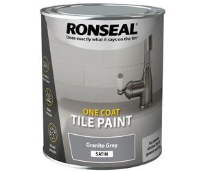 Ronseal Water Based 1 Coat Tile Paint 750ml Bathroom Kitchen -Satin Granite Grey