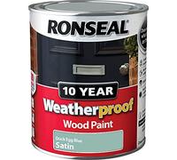 Ronseal Weatherproof 10 Year Exterior Wood Paint Duck Egg Blue Satin 750ml