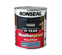 Ronseal WPMBS750 750 ml 10 Year Weatherproof Exterior Satin Finish Wood Paint - Blue