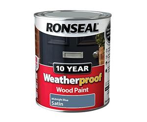 Ronseal WPMBS750 750 ml 10 Year Weatherproof Exterior Satin Finish Wood Paint - Blue