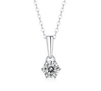 RONSSEN Necklace with Single Stone Pendant Necklace, 925 Silver Moissanite Necklace, Clavicle Chain with Niche Temperament, Suitable for Women Gifts