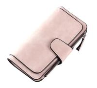 RONSSEN Wallets for Women Wallet Women Large with Zipper Pocket Slim Card Holder Travel purse Compatible with Cash Management Leather Wallets Compatible with Women 3 Fold credit card, Pink, One