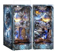 RONSTONE Book Nook Kit - DIY Dollhouse Booknook with Dust Cover - Bookshelf Insert Decor with Led Light - DOOMSDAY STARSHIP 3D Puzzles Gift for Adults
