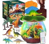 RONSTONE Dinosaur Terrarium Kit Age 3+ for Kids Ages 4-8 | STEM Educational DIY Science Toy with Volcano & Remote Control | Creative Birthday for Boys & Girls