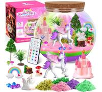 Ronstone Uni-corn Terrarium Craft Kits Toys for Girls' Birthday Presents - Uni-corn Gifts for 4 5 6 7 8 9+ Years Old Girls Boys - DIY Uni-corns Light-up Kits Crafts with Remote Control for Kids
