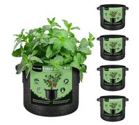 RONTADA 5-Pack 10 Gallon Grow Bags - 10 Gal Fabric Pots Cloth Pots Heavy Duty Nonwoven Plant Bag with Handles for Vegetable Tomato Potato Fruit Flower Garden Planting (Black)