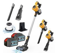 RONTALY Cordless Vacuum Cleaner 550W&65Mins, Stick Vacuum with 2X 5500mAh battery, Vacuum Cleaner Cordless, Anti-Tangle, 3-in-1 for Hardwood Floor Carpet Car Pet Hair, Compatible with Dewalt Battery