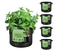 RONTEDA 5-Pack 15 Gallon Grow Bags - 15 Gal Fabric Pots Cloth Pots Heavy Duty Nonwoven Plant Bag with Handles for Vegetable Tomato Potato Fruit Flower Garden Planting (Black)