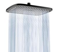Ronvie 10 Inch Rainfall Shower Head - High Pressure with Luxury Matte Black, Adjustable Angles, Waterfall Design, Fixed with Self-Cleaning Mechanism (Square-Black)