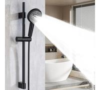 Ronvie 70cm Black Shower Riser Rail with 4-Mode Shower Head and Hose Set