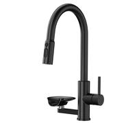 Ronvie Black Kitchen Tap with Glass Rinser, Pull Out Sprayer Cup Washer