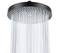 Ronvie Large Shower Head 10 Inch Black, Water-Saving Rainfall High Pressure Shower Head with 360 Adjustable Swivel Ball Joint for Overhead Bathroom Use, G1/2 Universal Fitting, Round