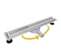 Ronvie Linear Shower Drain 600mm 360 ° Rotatable, 304 Stainless Steel Long Invisible Shower Floor Drain with Odor Stop, Hair Strainer and Adjustable Feet - Dry-wet Separation for Bathrooms, Kitchens
