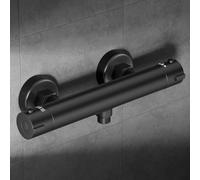 Ronvie Thermostatic Shower Mixer Bar, Anti-Scald Bath Shower Mixer Tap with 38°C Safety Lock, Matte Black Wall-Mounted Bathroom Fixture, Solid Brass Construction for Bath Taps and Showers