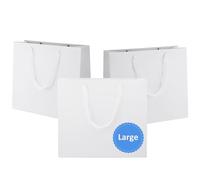 Ronvir 25 Pack Large White Gift Bags with Handles, 32x11x28cm Premium 250gsm Sturdy Paper Bags, Ideal for Christmas Birthday Wedding Party Retail Small Business & Events