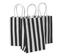 Ronvir 50Pcs Small Gift Bags, Black Stripes Recycled Paper Bags With Handles for Party Favor,Business, Birthday, Baby Shower, Goodie, Christmas, Halloween, 14 x 8 x 21cm