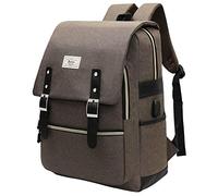 Ronyes College Bag Fits up to 15.6’’ Laptop Casual Rucksack Waterproof Business Travel School Backpack Daypacks with USB Unisex(GrayBrown)