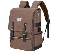 Ronyes Vintage Laptop Backpack for Women Men,15.6 inch Bookbag Casual Daypack with USB Charging Port for College Work, Brown Backpacks